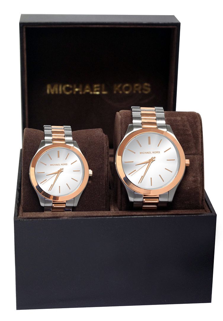 New Michael Kors MK3204 Silver Dial Two-Tone His & Hers Watch Set | eBay